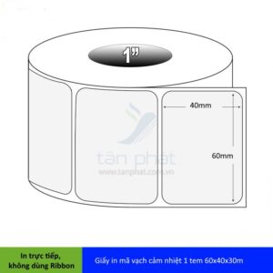 Giấy in mã vạch cảm nhiệt 1 tem 60x40x30m
